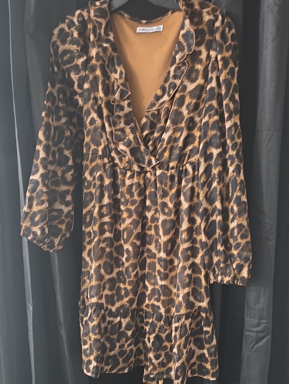 89th & Madison Leopard Print Long Sleeve Dress - Brown & Black